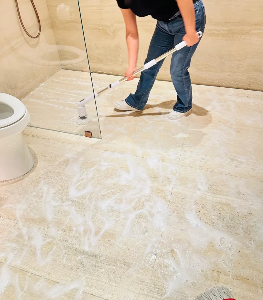 Marble floor cleaning in a luxury Los Angeles home