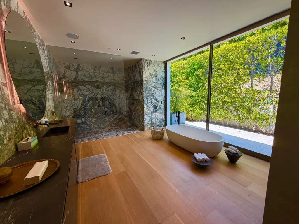Marble surface detailing in a luxury Los Angeles estate
