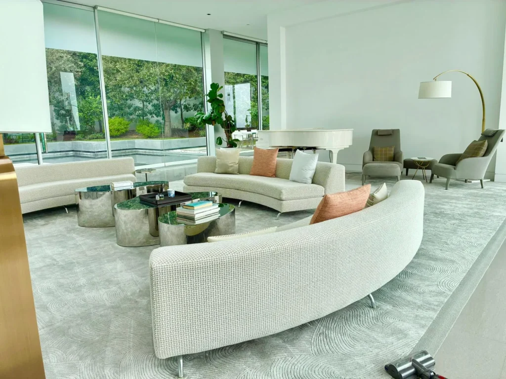 Open-plan luxury living and dining area cleaned in Los Angeles