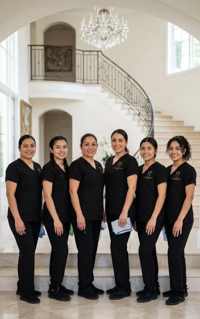 FJ Luxury Services professional cleaning team in a luxury Los Angeles estate